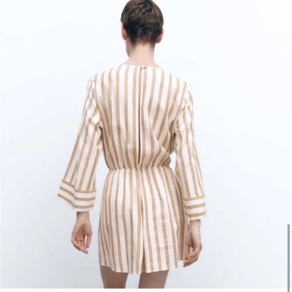 Zara Woman Linen Blend striped jumpsuit